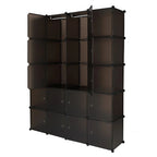 20-Cube Plastic Closet Organizer With Hanging Rod, Brown - 58 x 14.5 x 70 in