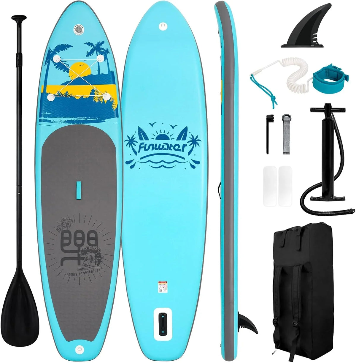 FunWater Inflatable Stand Up Paddle Board, 11 ft x 32 in x 6 in - SUP Paddle Accessories