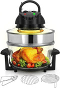 18 Quart Convection Countertop Air Fryer With Glass Bowl, Broil Rack And Toasting Rack