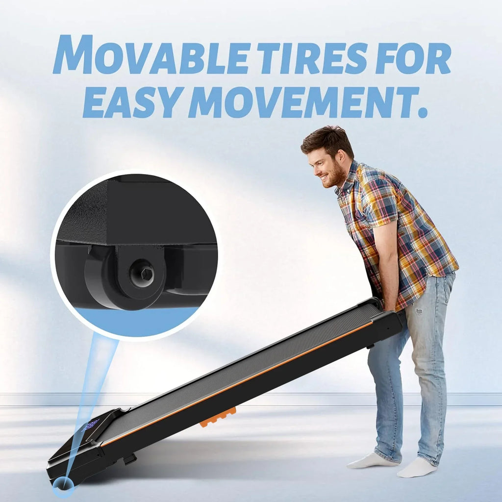 CoolHut 2-In-1 Portable Folding Under-Desk Walking Pad Treadmill, 2.5 HP, 3.8 MPH, Black