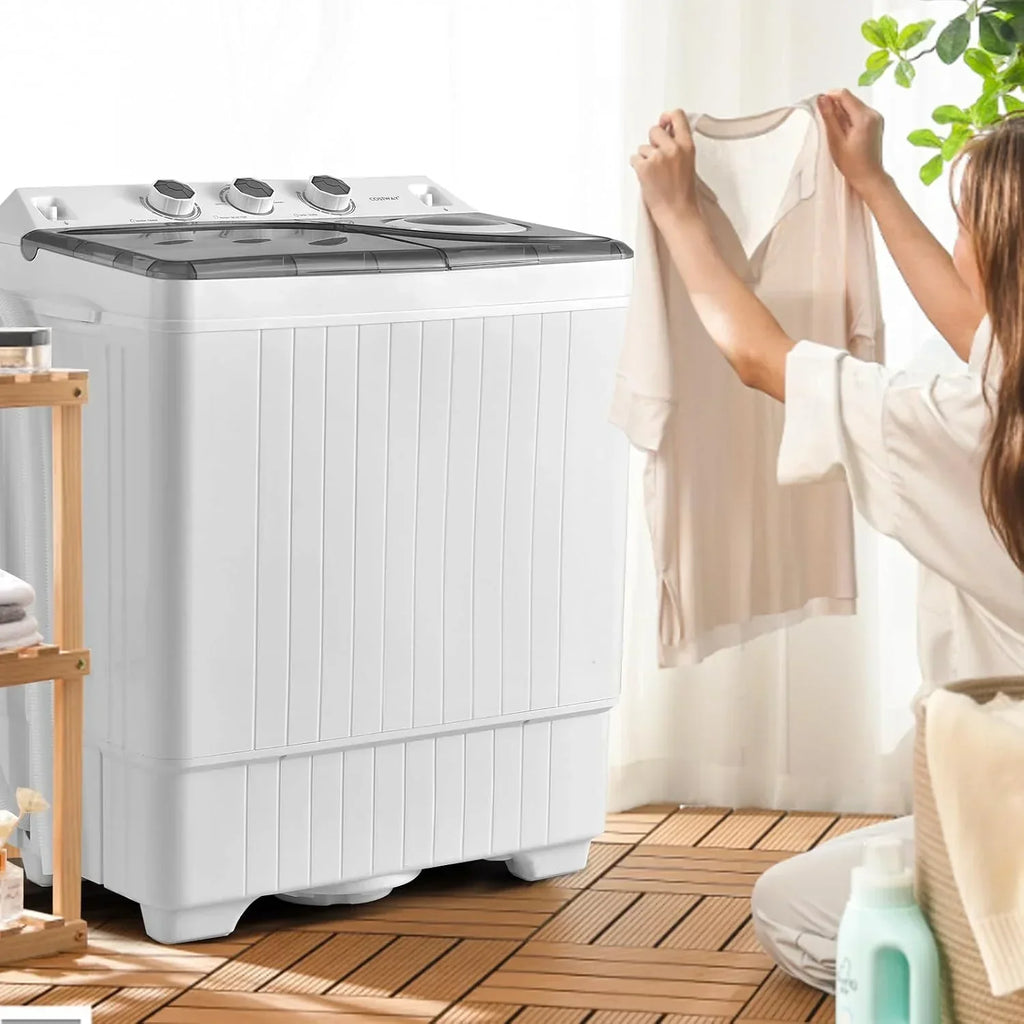 Costway Double Tub Washing Machine, 26 lb Capacity, 18 lb Wash, 8 lb Spin, Drain Pump