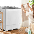 Costway Double Tub Washing Machine, 26 lb Capacity, 18 lb Wash, 8 lb Spin, Drain Pump