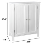 HomGarden 2-Door Bathroom Floor Storage Cabinet With Adjustable Shelves, 11.8in W, White