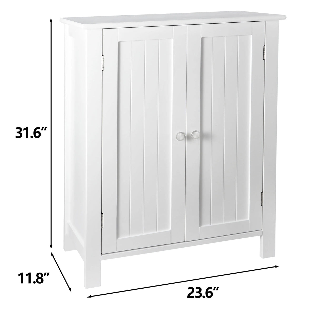 HomGarden 2-Door Bathroom Floor Storage Cabinet With Adjustable Shelves, 11.8in W, White