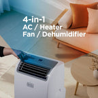 BLACK+DECKER Portable Air Conditioner 10,000 BTU for Rooms up to 450 Sq. Ft., White