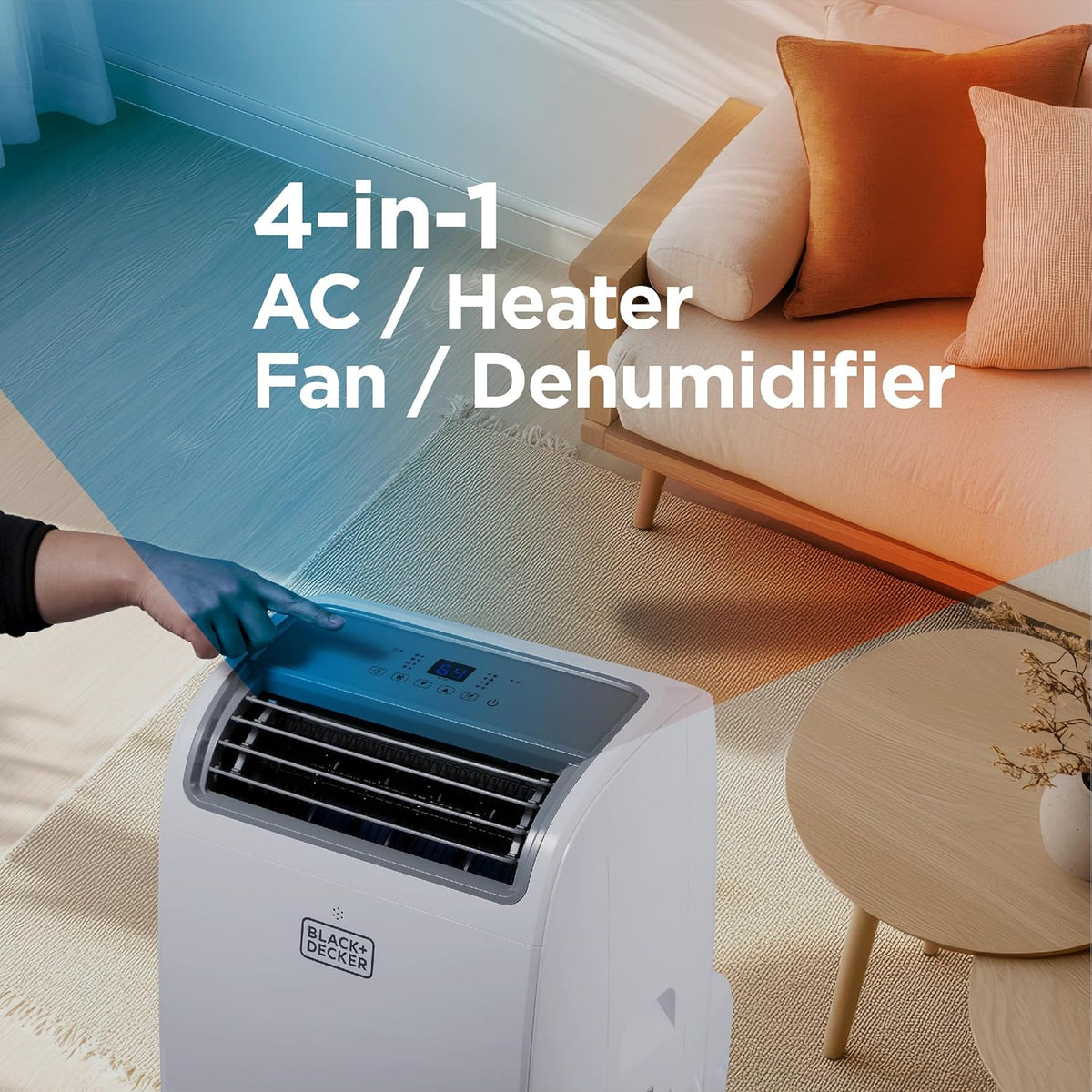 BLACK+DECKER Portable Air Conditioner 10,000 BTU for Rooms up to 450 Sq. Ft., White