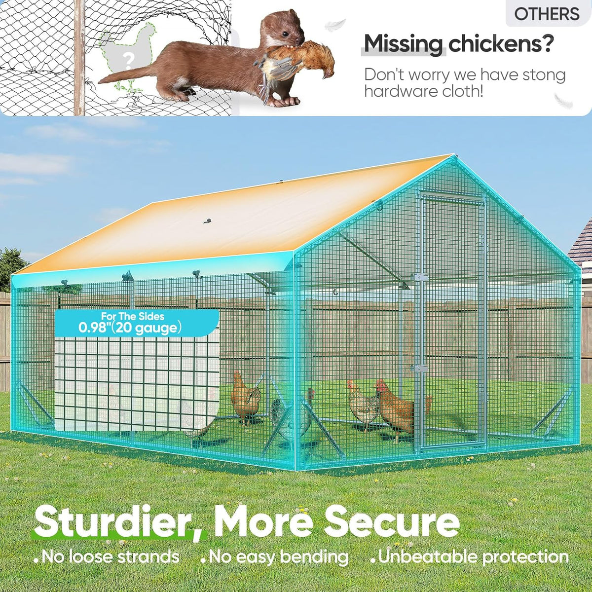 Quictent Metal Chicken Coop Run For 20+ Poultry, 12x9x6.6FT - Advanced Series