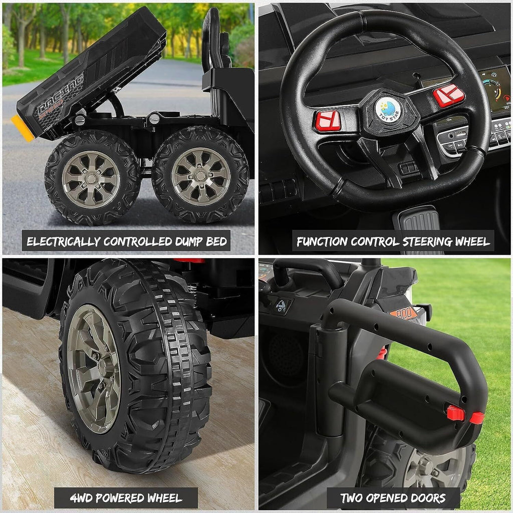 24V 6-Wheel UTV Ride-On With Dump Bed And 4WD Power