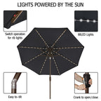 EliteShade 9ft Market Patio Umbrella With 80 LED Lights, Ruby