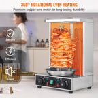 KFFKFF Electric Shawarma Rotisserie Grill 1700W 2 Burners Stainless Steel - ZH-9211