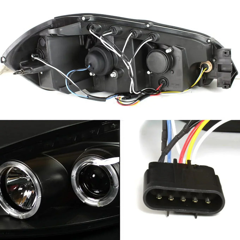 AKKON Black Smoked LED Halo Headlights And LED Tail Lights For 2006-2013 Chevy Impala And 2014-2016 Chevy Impala Limited