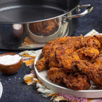 Hexclad Hybrid Stainless Steel 7 Quart Deep Saute Pan Fryer With Glass Lid