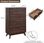 OKD 6-Drawer Dresser With Faux Marble Top, Natural Oak, 16in D x 54in W x 32in H
