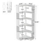 6-Tier Corner Bookshelf, 64.9 Inch Tall, Freestanding Wood Industrial Bookcase