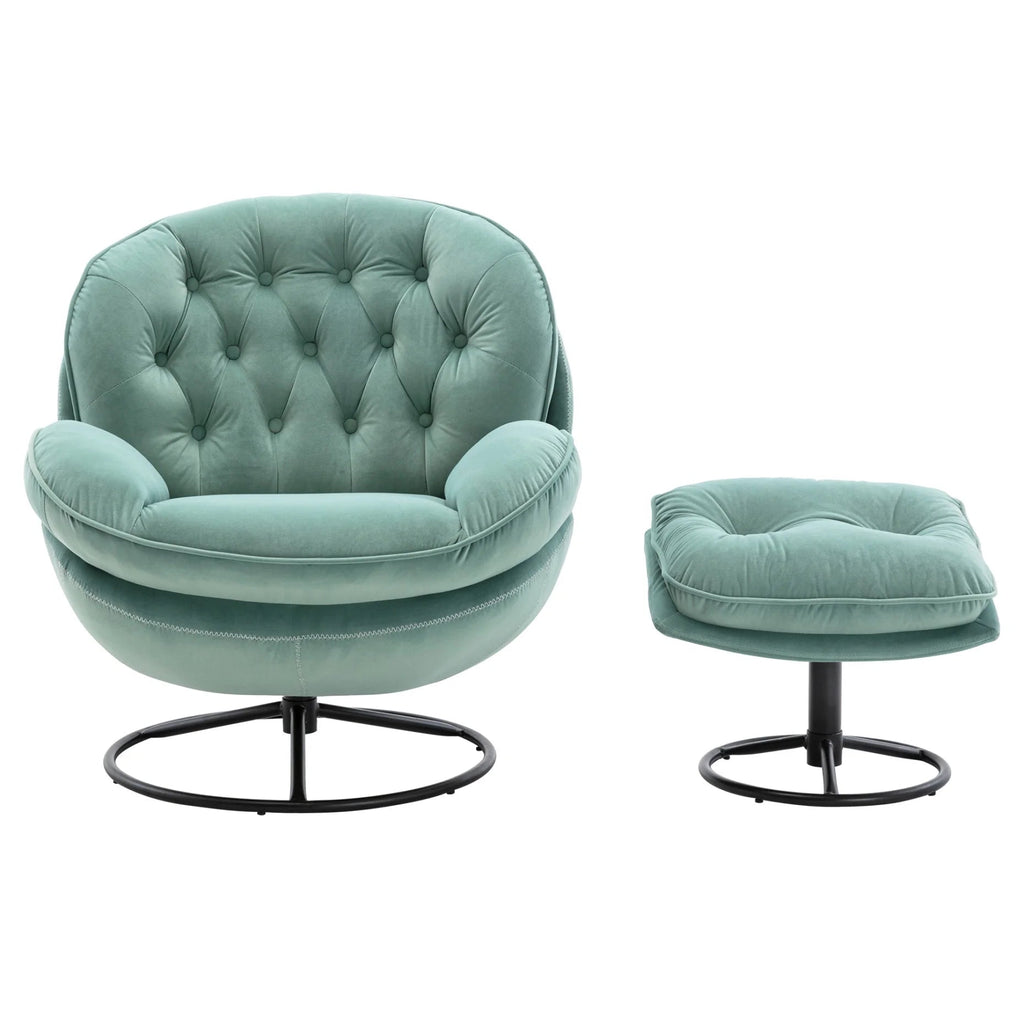 Velvet Swivel Accent Chair With Ottoman Set, Pink, 31.73 x 33.5 x 33.78 Inches