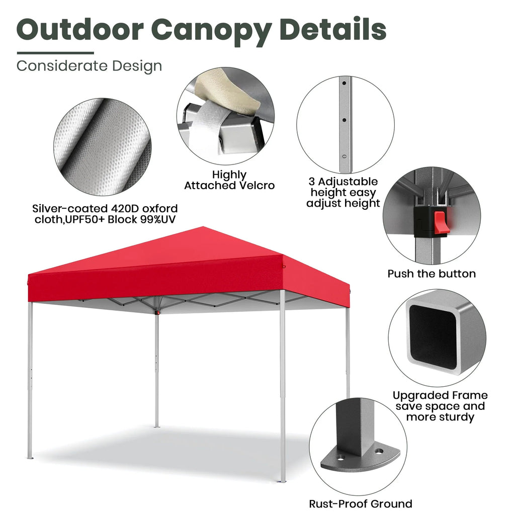 GVDV 10x10 ft Easy Pop Up Outdoor Canopy Tent - Blue