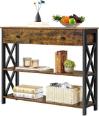 Console Table With Drawer And 3 Tier Storage Shelves