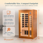 DYNAMIC SAUNAS 1- to 2-Person Low EMF Far Infrared Dry Heat Sauna With Red Light Therapy - Barcelona