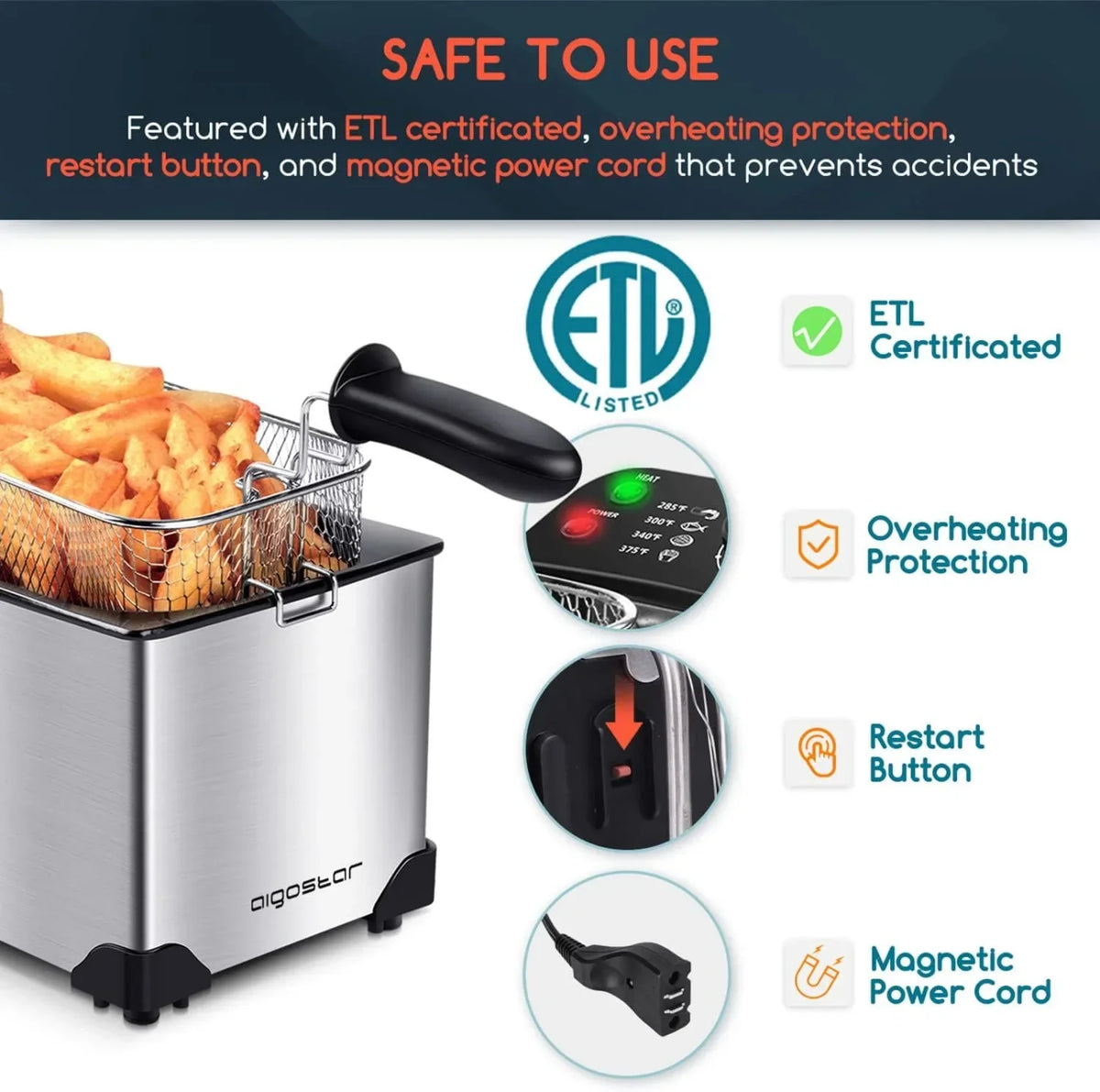 Ushas Electric Deep Fryer With Basket, 3 Liters, 1650W
