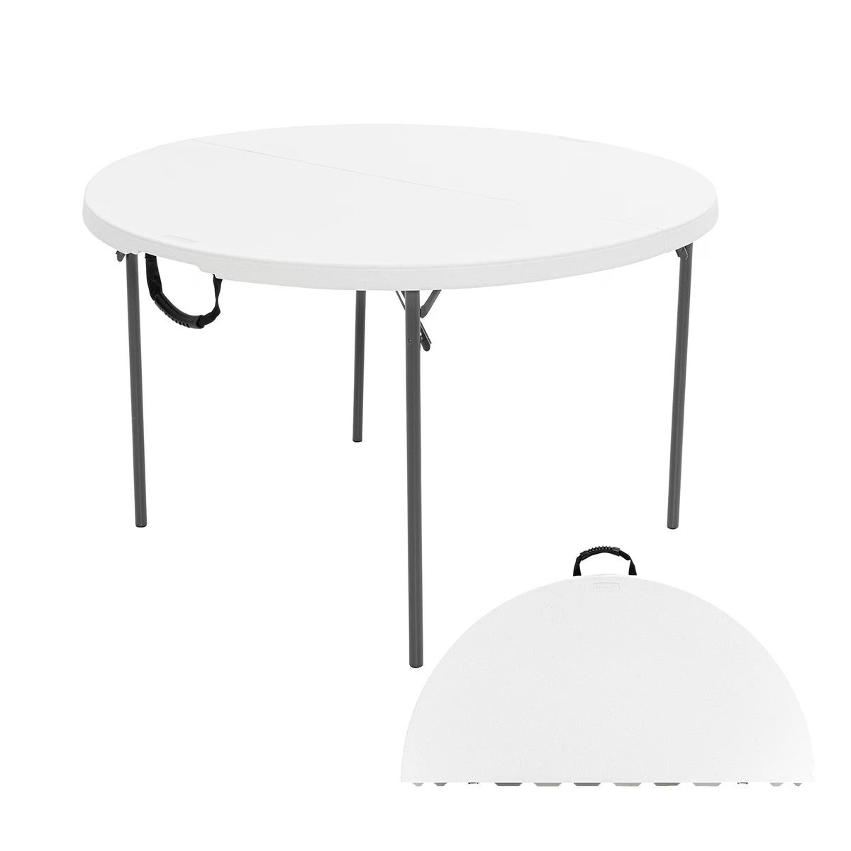 Lifetime 48 inch Round Fold-In-Half Table, White Granite - 280064