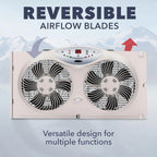 Bionaire Twin Window Fan With Reversible Airflow, 3 Speeds And Remote Control