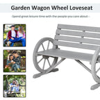 Outsunny Wooden Wagon Wheel Bench, 2-Person, Fir Wood, Carbonized, 41.5in L x 23.25in W x 29.5in H - 84B-183
