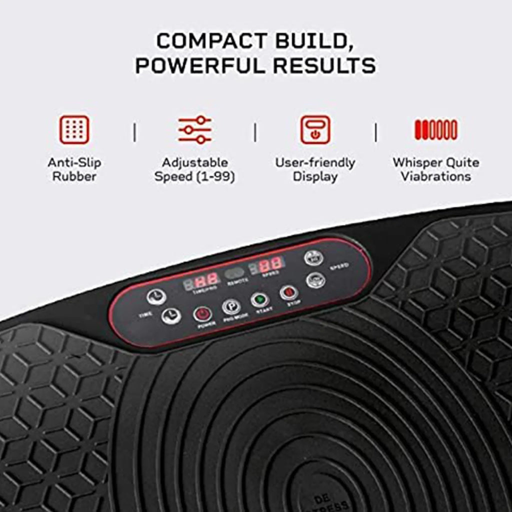 LifePro Compact Vibration Plate Exercise Machine With Workout Bands, Black - Waver Mini