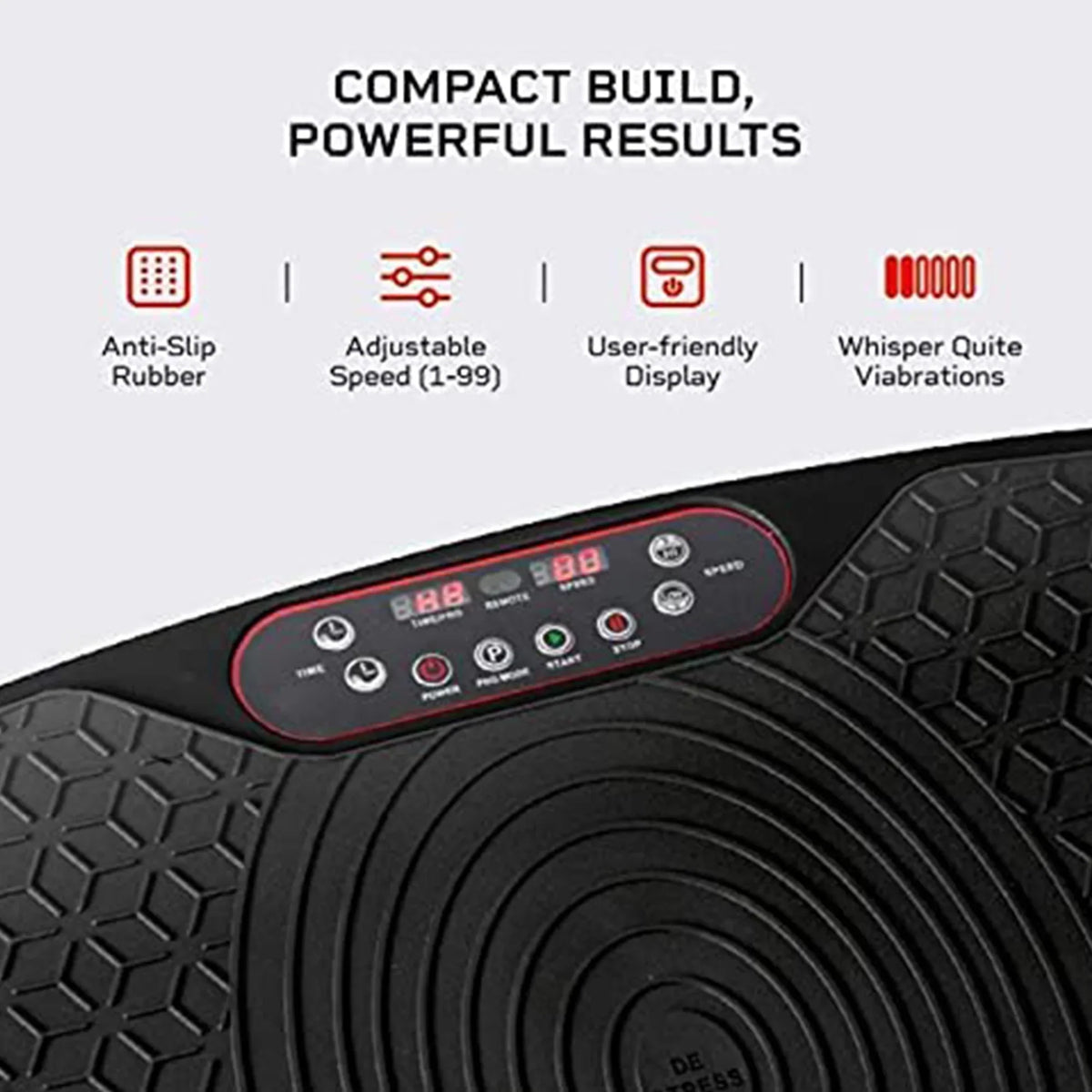 LifePro Compact Vibration Plate Exercise Machine With Workout Bands, Black - Waver Mini