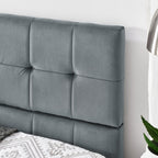 Full Upholstered Tufted Velvet Daybed Frame With Backrest And Armrests, Grey, 80.5'' x 59'' x 30.5''