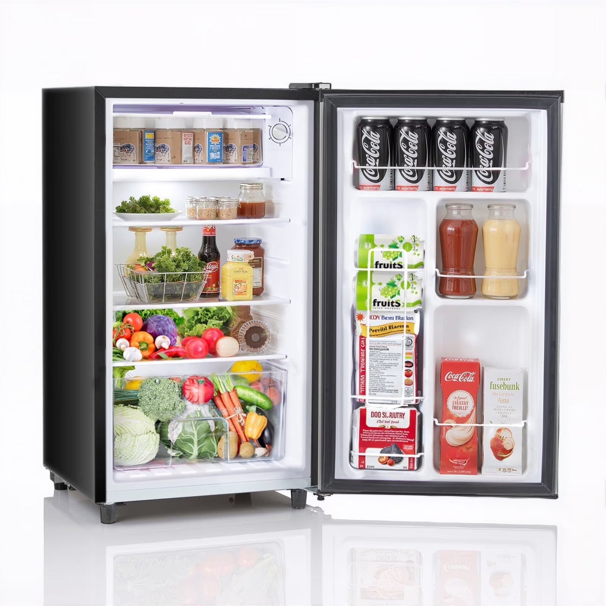 TINKLE WELL Mini Fridge With Freezer, 3.2 Cu Ft, Single Door, Silver