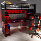 X Rocker Battle Bunk Gaming Bed With Desk, Metal, Twin, Black