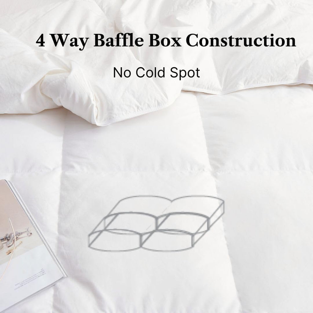 Royal Elite Canadian Down Comforter Queen Size, 88 x 90 inch, 30oz White Down, Cotton Shell