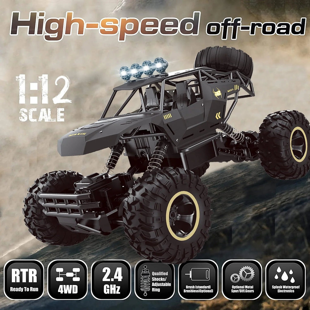 4DRC 1:12 RC Off-Road Truck 2.4G 4WD Dual Motors Metal Shell Black - 4DRC