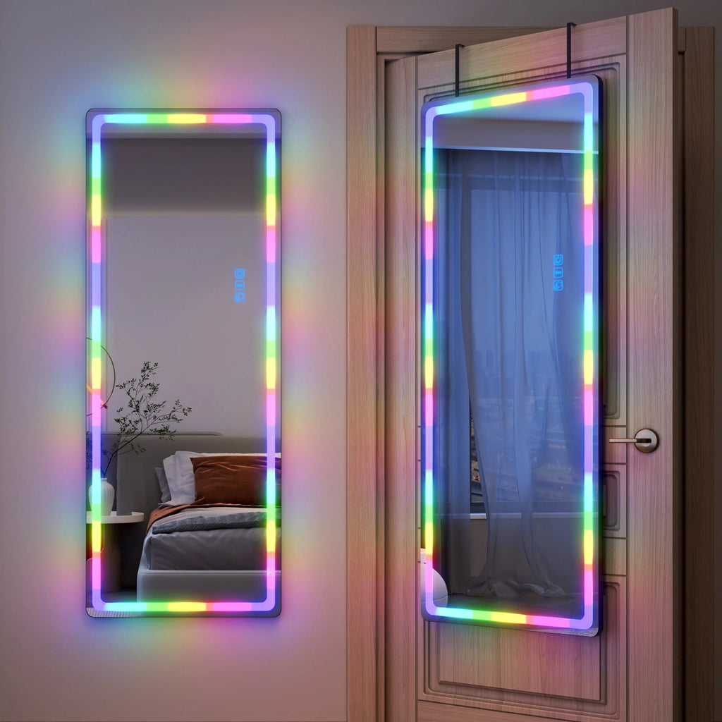 LVSOMT Full Length RGB LED Mirror, 47in x 18in, Black