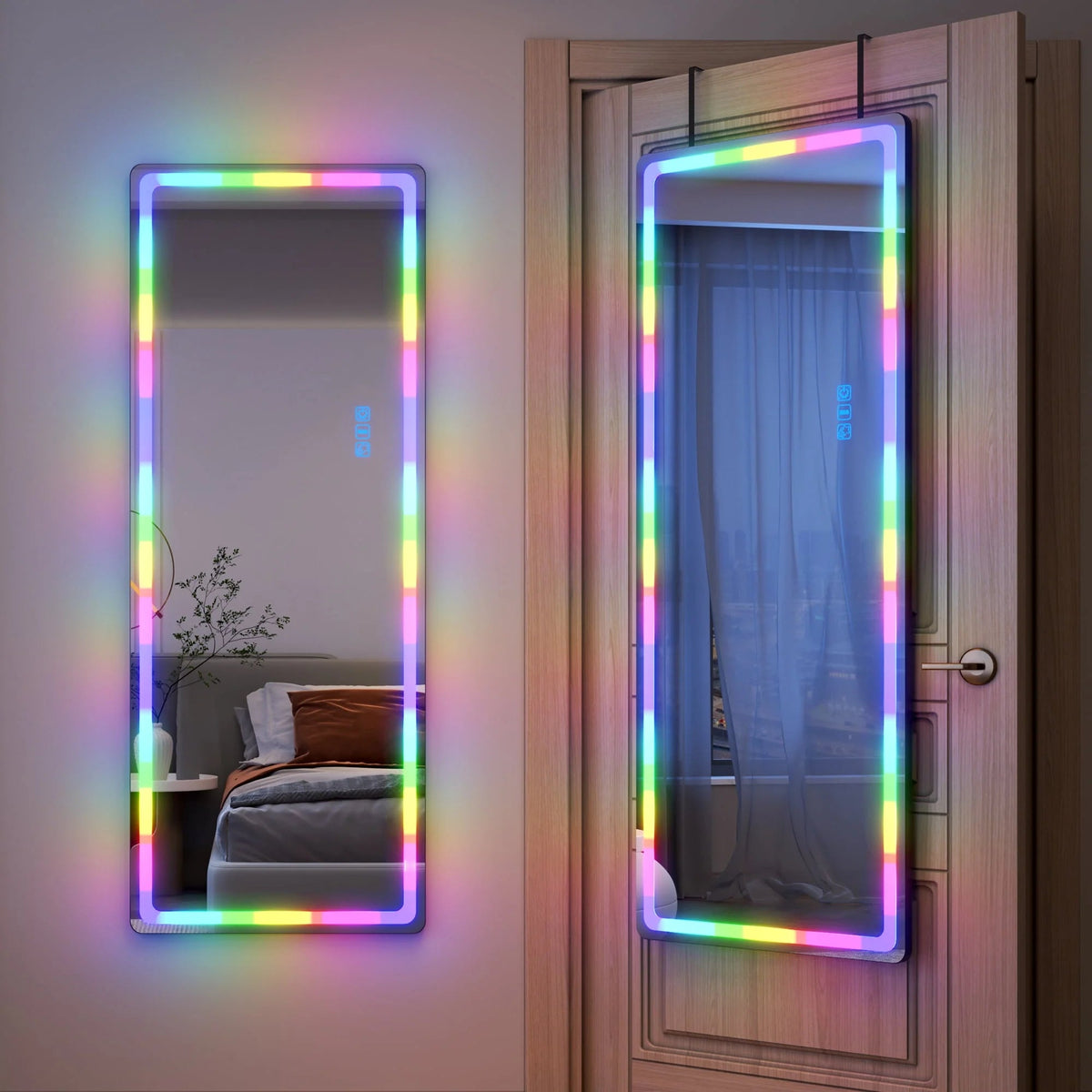 LVSOMT Full Length RGB LED Mirror, 47in x 18in, Black