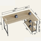Small L-Shaped Computer Desk With Reversible Storage Shelves - 55-Inch / 47-Inch
