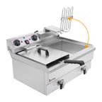 Stainless Steel Dual-Tank Deep Fryer With Faucet Drains, 16.9 QT, 3400W - EH102V