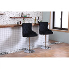 Alexent 2-Piece Swivel Bar Stools, Dark Blue, 43.7-51.6 H, 19.3 W x 18.1 D - Silver Footrest