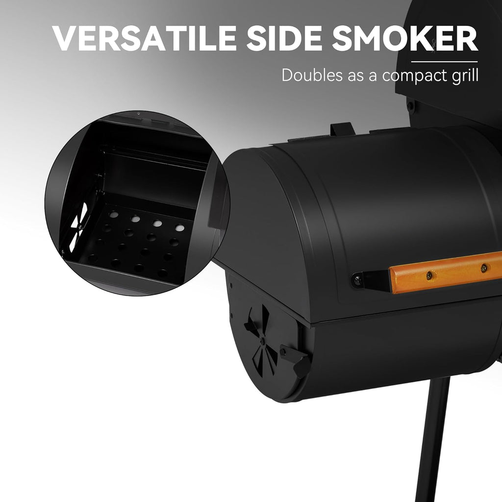 Royal Gourmet Charcoal Grill With Offset Smoker, 30-Inch, 811 Sq. In. - CC1830W