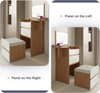 3-in-1 Vanity Desk Set With Flip-Top Lighted Mirror, Storage Stool And 15.7*19.7*31.5 Inches Table