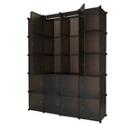 20-Cube Plastic Closet Organizer With Hanging Rod, Brown - 58 x 14.5 x 70 in