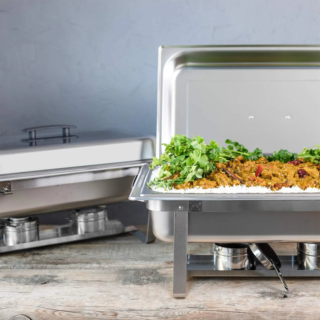 Alpha Living Stainless Steel Chafing Dish Set, 4 Pack, 8 Quart - 24 x 15.5 x 14.38 Inches