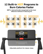 UREVO Folding Treadmill - 2.25HP, 12 HIIT Modes, 265 lbs Capacity, Yellow Or Red
