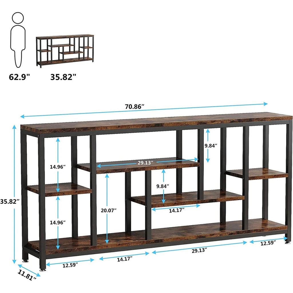 3-Tier Console Sofa Table With Storage, 70.9 Inch