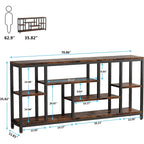 3-Tier Console Sofa Table With Storage, 70.9 Inch