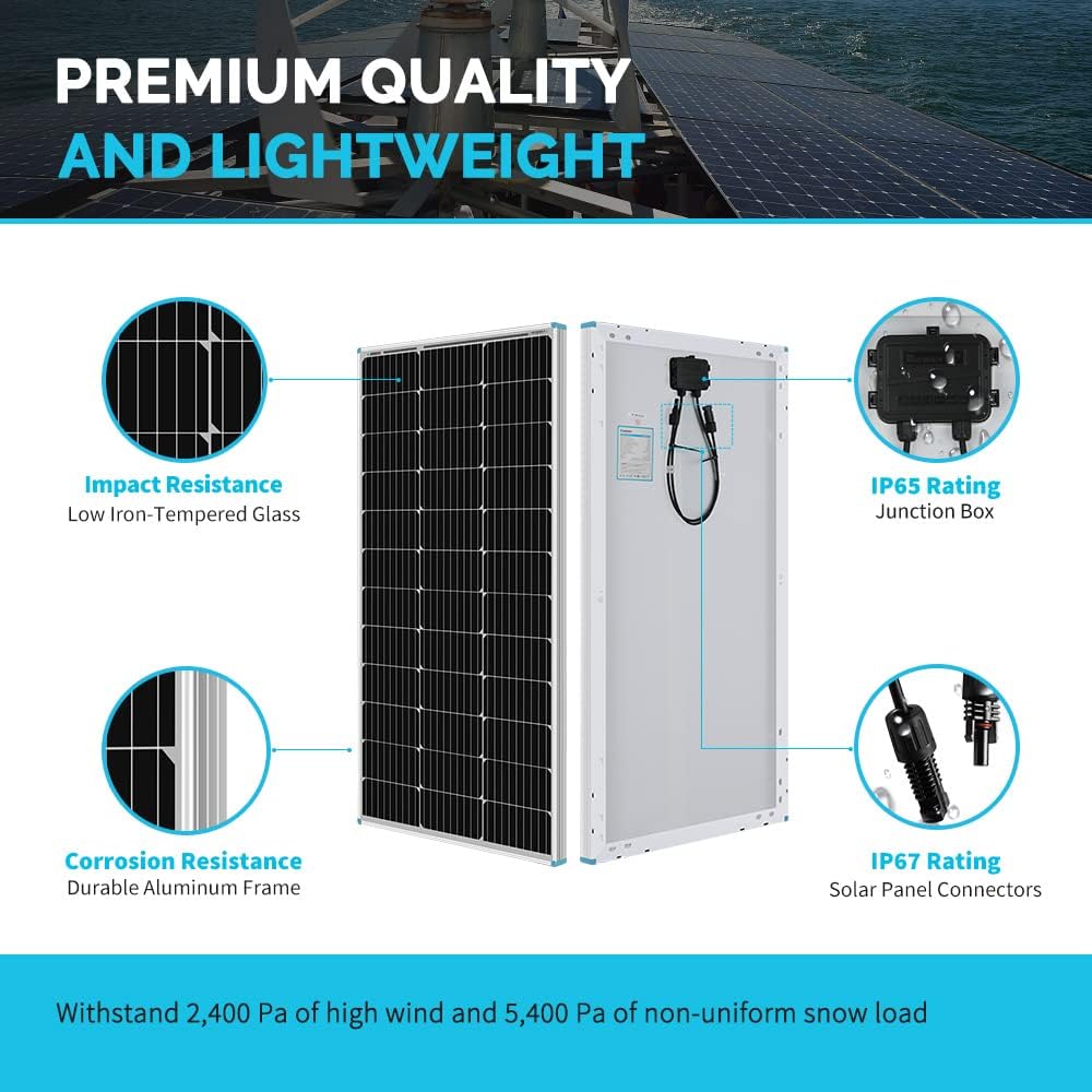 Renogy 200 Watts 12 Volts Monocrystalline RV Solar Panel Kit With Adventurer 30A LCD PWM Charge Controller - rv200wadv-30a