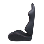 Racing Seats With Double Slider, PVC And Suade Material, Black - Set Of 2 Pieces