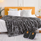 WOOMER Heated Blanket King Size 90 x 100 in Marble Grey