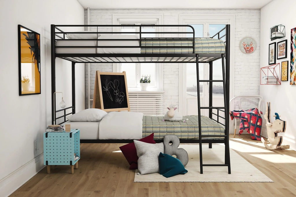 Mainstays Convertible Twin Over Twin Metal Bunk Bed - Black