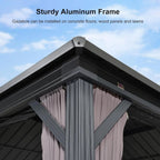 PURPLE LEAF Outdoor Hardtop Gazebo, 8' X 8', Galvanized Steel Double Roof, Aluminum Frame, Grey